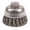 Weiler 2-3/4" Single Row Knot Wire Cup Brush .014" Steel Fill 3/8"-24 UNF Nut 13021 - alternate 1
